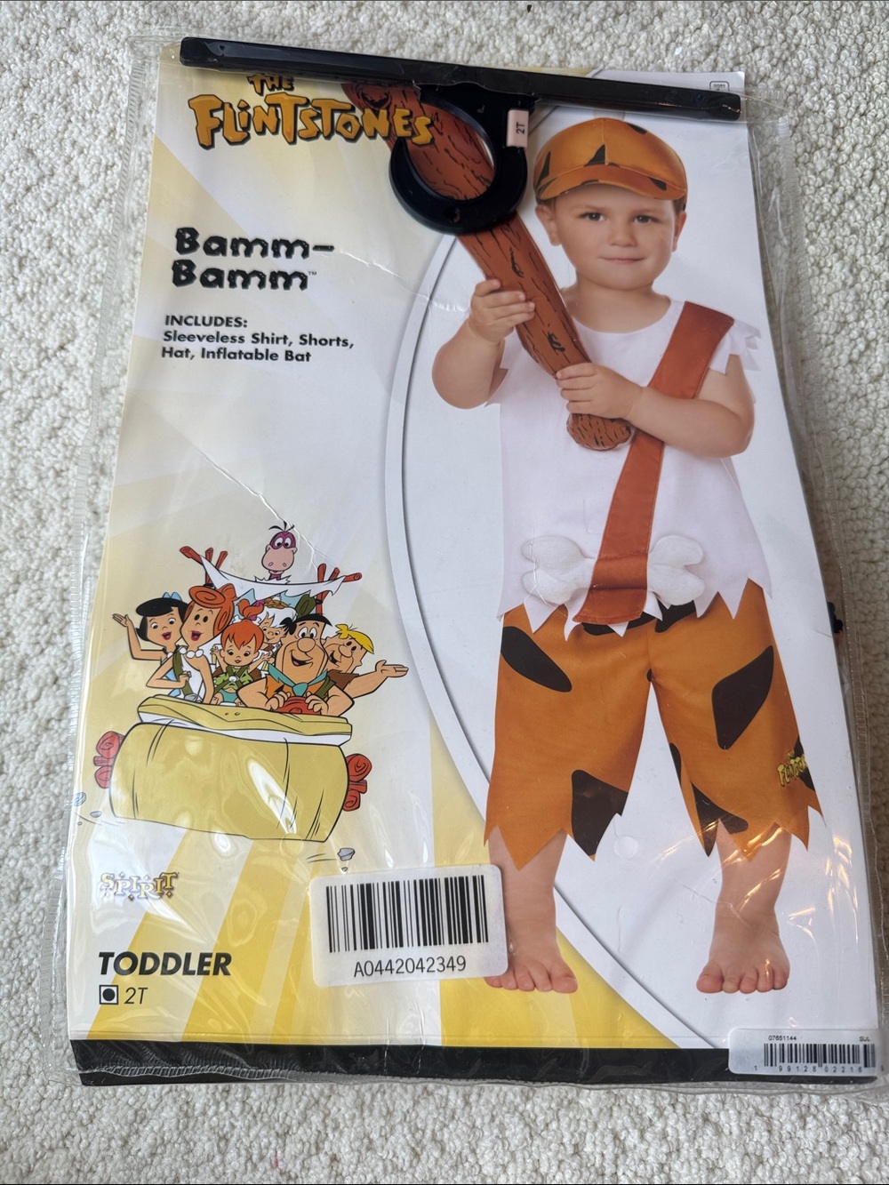 Spirit The Flintstones Bamm-Bamm Toddler Costume in Orange, White, Black